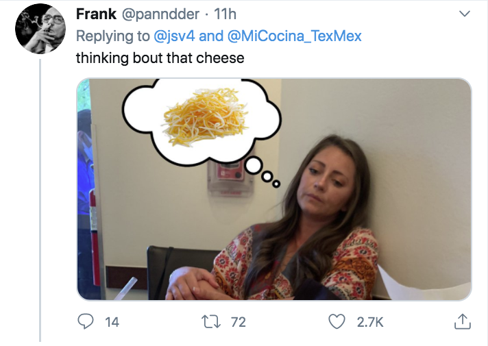 wife shredded cheese fajitas - Frank 11h and thinking bout that cheese 14 12 72