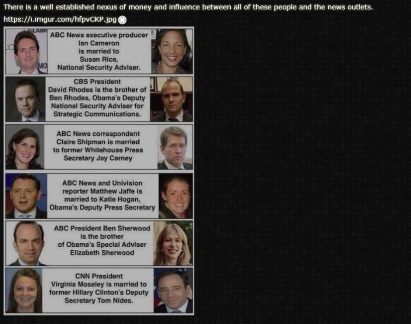 elizabeth sherwood randall - There is a well established nexus of money and influence between all of these people and the news outlets. Abc News executive producer lan Cameron is married to Susan Rice, Mo National Security Adviser. Cbs President David Rho