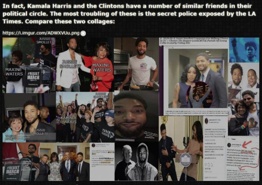 presentation - In fact, Kamala Harris and the Clintons have a number of similar friends in their political circle. The most troubling of these is the secret police exposed by the La Times. Compare these two collages Jussili Smollet Cha Hussie Smile Maxine