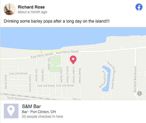 Richard Rose -  Richard Rose about a month ago Drinking some barley pops after a long day on the island!!! East Perry Street East Perry Street Ash Street East 2nd Street Elm Street Oak Street Cedar Street Walnut Street Short Street Linden Street Maple Str