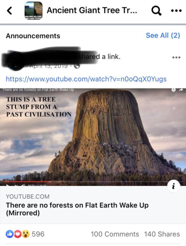 devils tower national monument - Ancient Giant Tree Tr... Announcements See All 2 d a link. 2019 som This Is A Tree Stump From A Past Civilisation Youtube.Com There are no forests on Flat Earth Wake Up Mirrored Oo 596 100 140