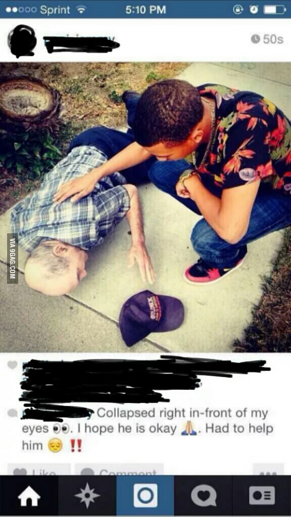 photo caption - .000 Sprint 50s Via 9GAG.Com Collapsed right infront of my eyes oo. I hope he is okay . Had to help him Am
