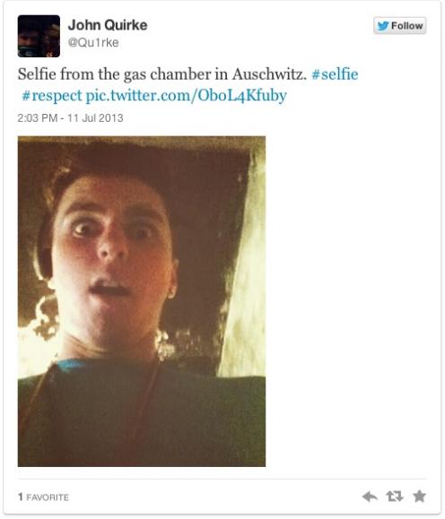 auswitch selfie - John Quirke Selfie from the gas chamber in Auschwitz. pic.twitter.comOboL4Kfuby 1 Favorite