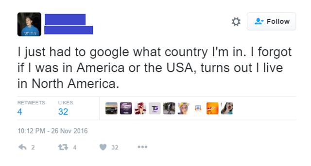 web page - I just had to google what country I'm in. I forgot if I was in America or the Usa, turns out I live in North America. 62 34 32