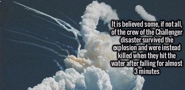 space shuttle challenger explode - It is believed some, if not all, of the crew of the Challenger disaster survived the explosion and were instead killed when they hit the water after falling for almost 3 minutes