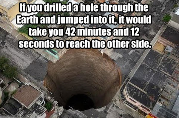 sinkhole in guatemala - If you drilled a hole through the Earth and jumped into it, it would take you 42 minutes and 12 seconds to reach the other side.
