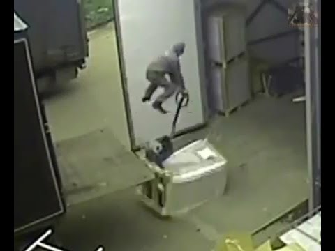 The precise moment where a pallet jack becomes a catapult.