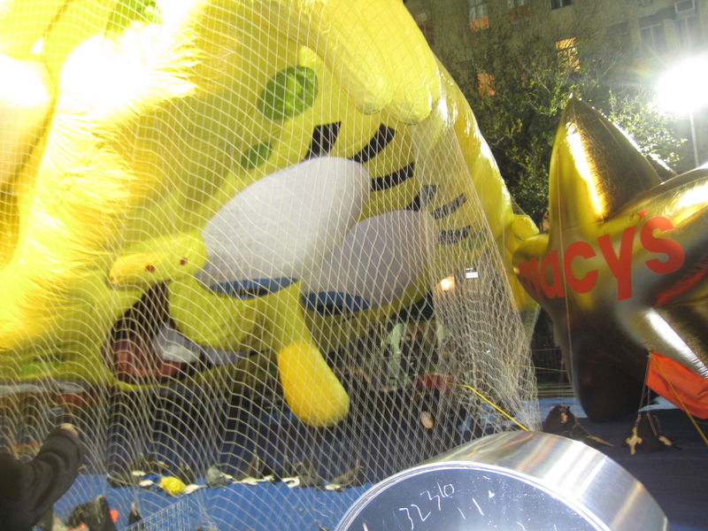 Sponge-bob's spirits remain high despite crashing into the ground and being captured by a net.