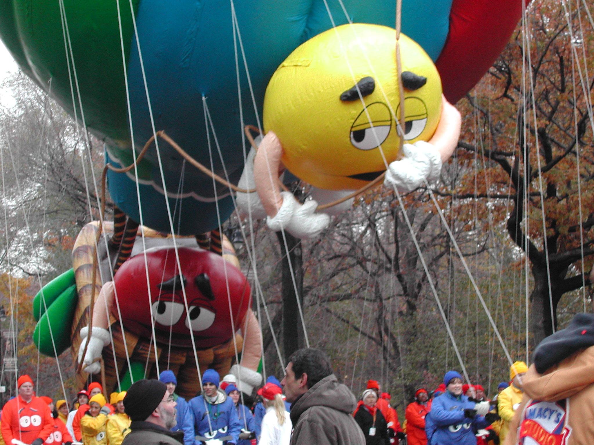 The Worried expressions on these M&M's faces should have been a warning sign that this float would be headed for trouble