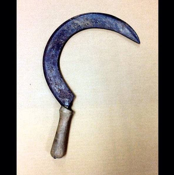 TSA picked up this sickle in Newark airport. It’s pretty common knowledge that you’re not supposed to have sharp, pointy things on a plane, but what if the pointy thing is technically curvy as well? More importantly, I thought the Amish didn’t believe in modern transportation?