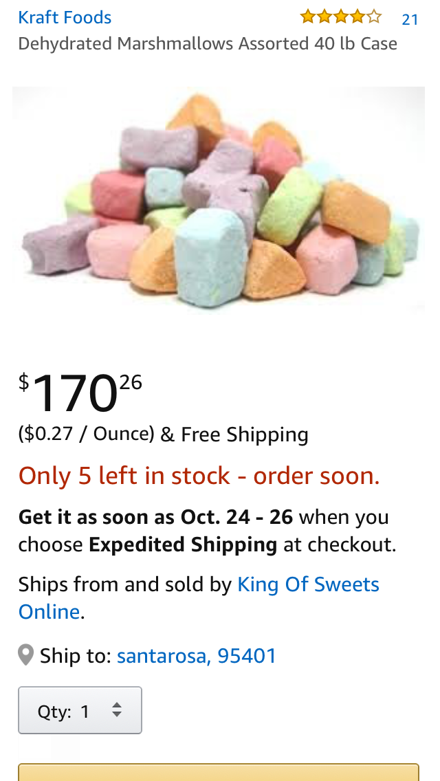 Amazon Customer Reviews For Their Purchase of 40 Pounds Of Marshmallows