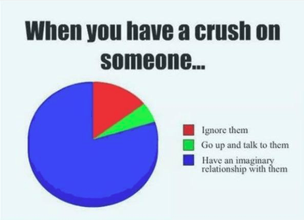 relationship meme of when you have a crush on someone... Ignore them Go up and talk to them Have an imaginary relationship with them