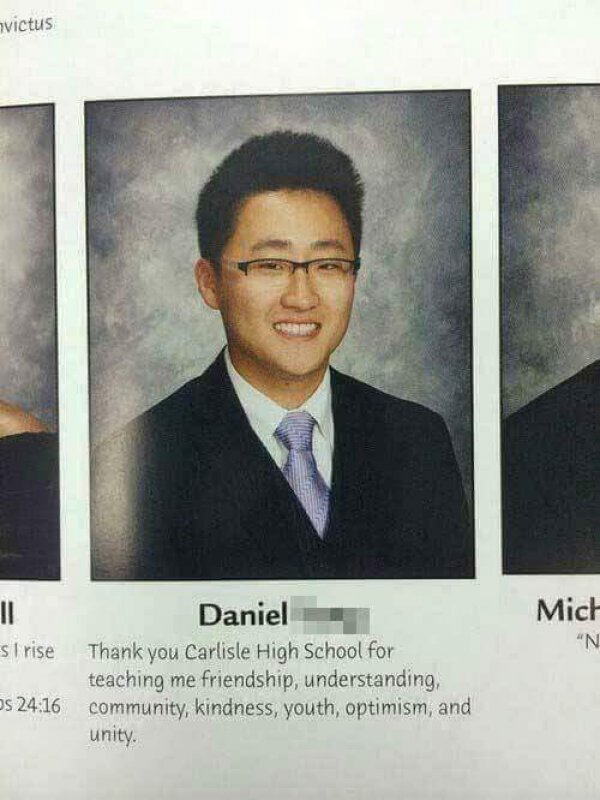 funny yearbook quotes - victus Mich si rise "N Daniel Thank you Carlisle High School for teaching me friendship, understanding, community, kindness, youth, optimism, and unity. s 24.16