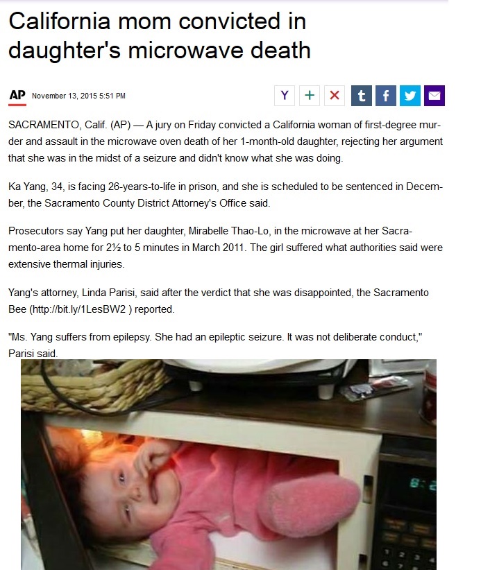 California mom convicted in daughter's microwave death.