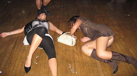 drunk girls on floor