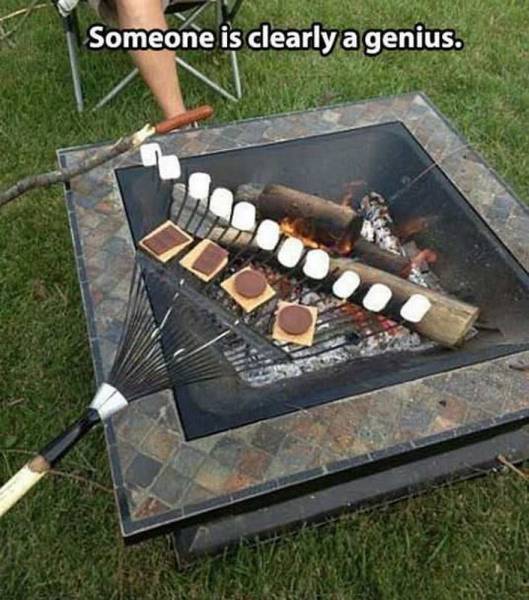 smores on a rake - Someone is clearly a genius.