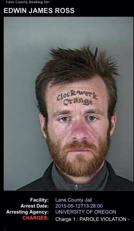 Eugene, Oregon man known worldwide for his face tattoo. Edwin Ross.