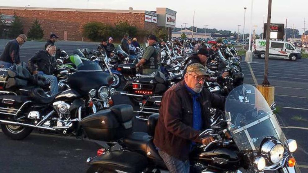 Bikers waiting for Phil to go to school