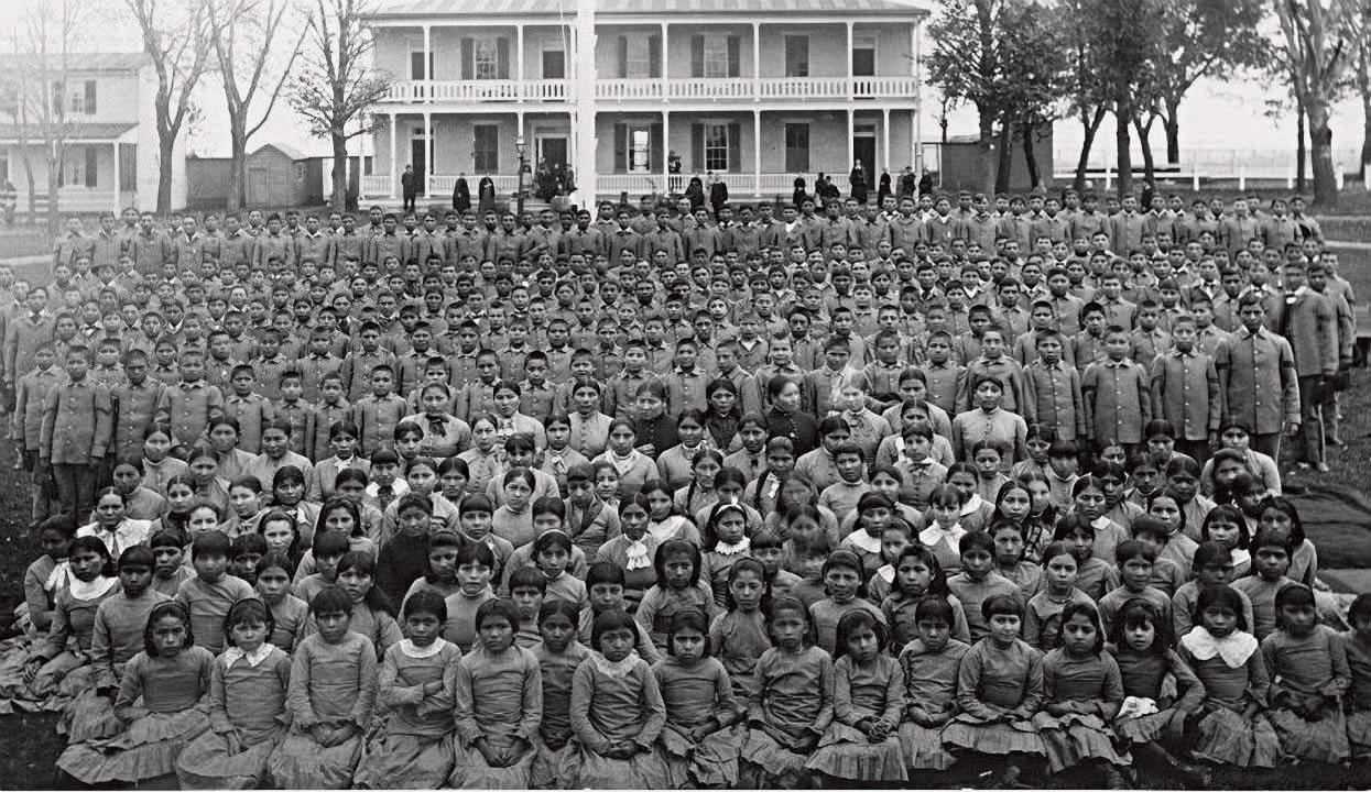 Native American children at the Carlisle Indian Industrial School (PA, US) in the late 1800s. From 1879 to 1918, some 10,000 Native American children were forced from their families and tribes to attend this school and assimilate into modern American culture. Only 158 ever graduated from the school.