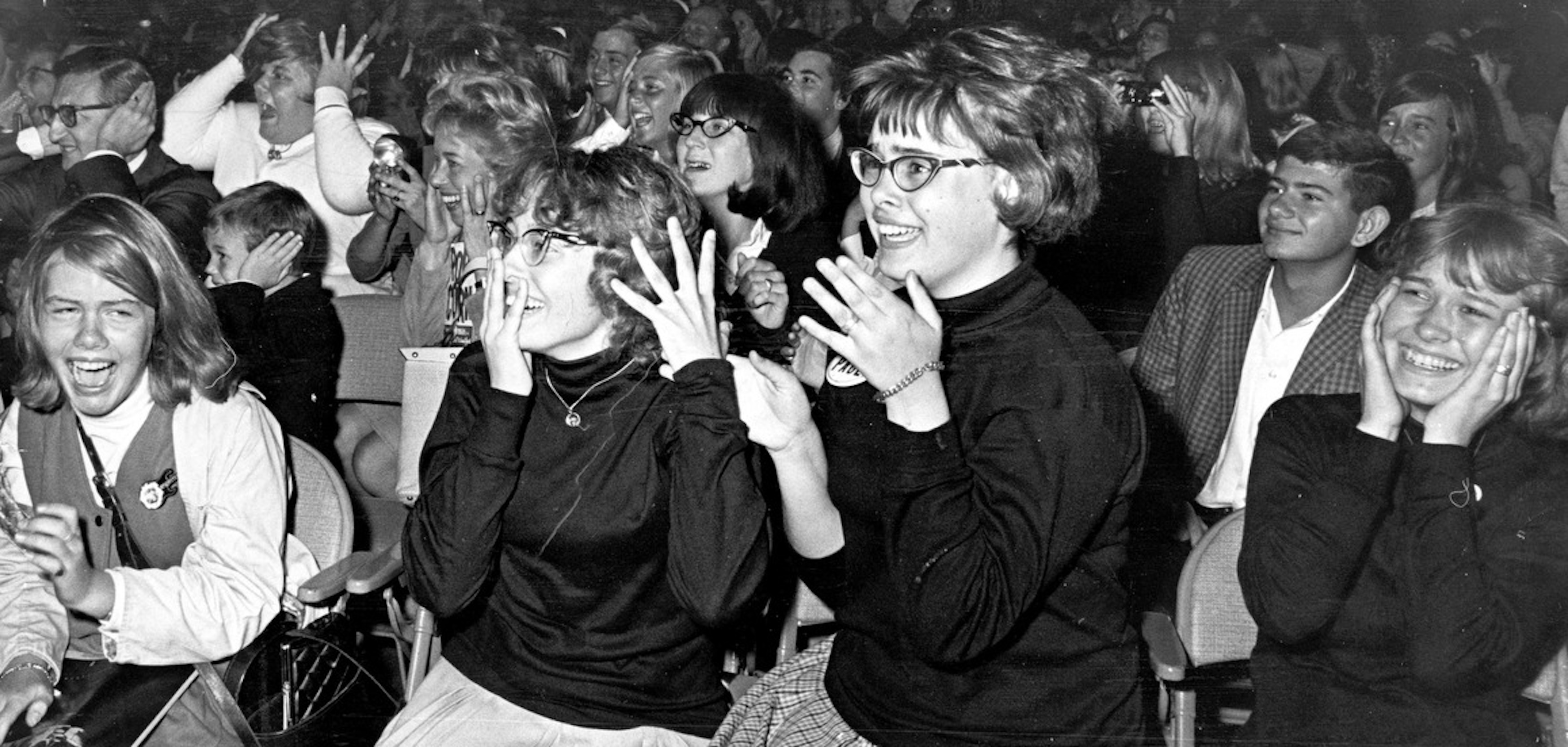 Fans of the Beatles go nuts during a concert in the late 1960s.