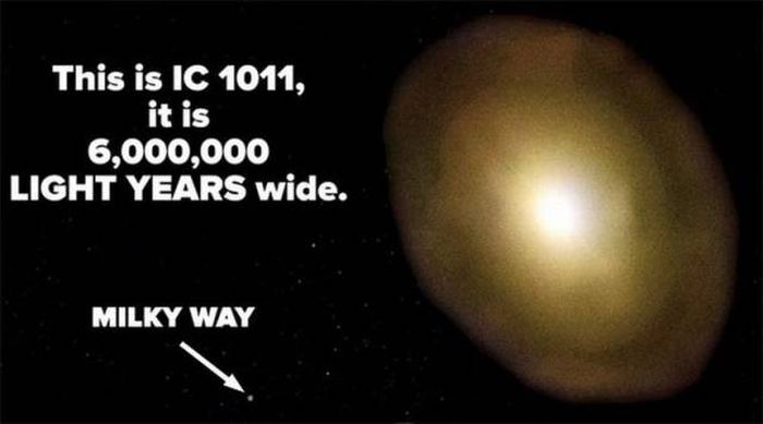 ic 1101 vs milky way - This is Ic 1011, it is 6,000,000 Light Years wide. Milky Way