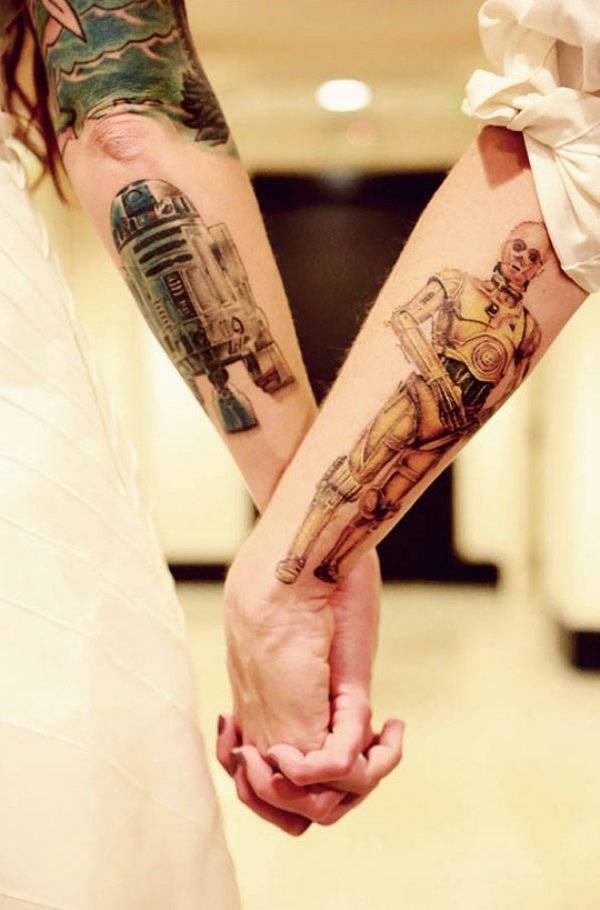 r2d2 and c3po couple tattoo