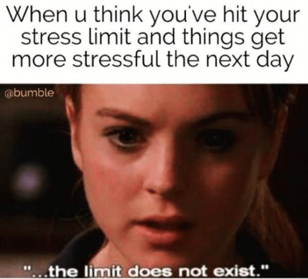 photo caption - When u think you've hit your stress limit and things get more stressful the next day abumble "...the limit does not exist."