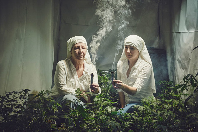 The Sisters of the Valley are not real nuns. They're not even Catholics. They do however live in a convent where they grow massive amounts of CBD for their tinctures. The Sisters of the Valley, a California based operation specializes in growing CBD, which is a concentrated part of the marijuana plant, used to treat chronic pains and cancer patients. CBD is also used to treat back pain, migraines and a strong hangover. Sister Kate, whose real name is Christine Meeusen, and Sister Darcy, real name Darcy Johnson - have been selling their tinctures on Etsy until  recently when their store was shut down. 