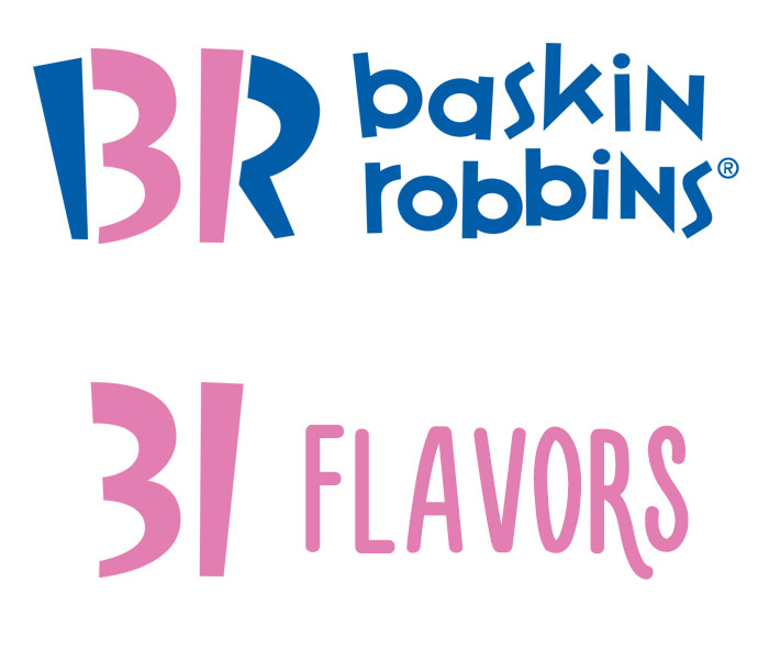 Ice cream maker is famous for producing 31 different flavors of their product. They even put that number in their logo
