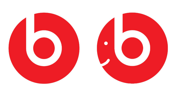 Letter B in the red circle shows a person wearing Beats headphones