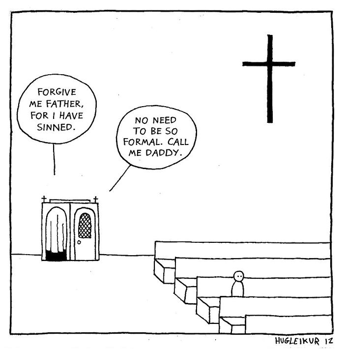 dark comic dark humor comics - Forgive Me Father, For I Have Sinned. No Need To Be So Formal. Call Me Daddy Hugleikur 12