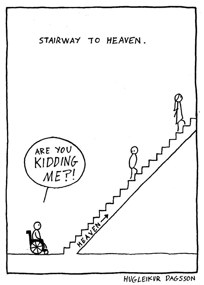 dark comic cartoon dark humor - Stairway To Heaven. Are You Kidding Me?! Heaven Hugleikur Dagsson