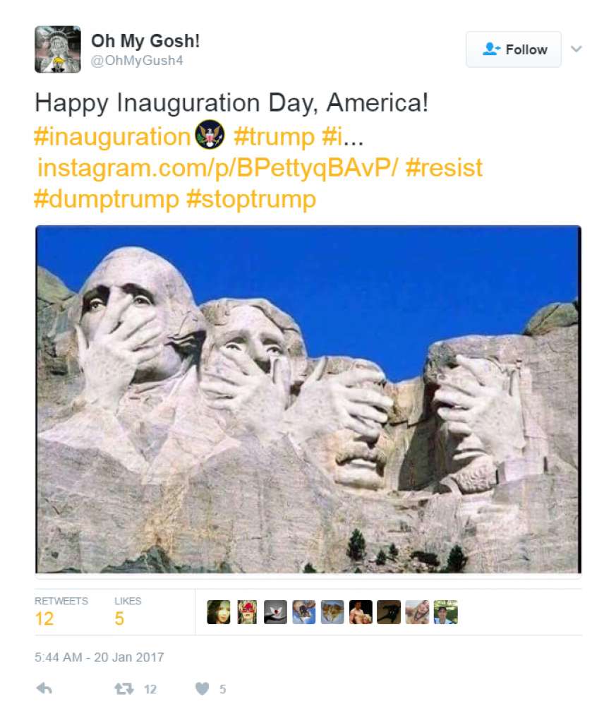 Trump inauguration funny memes - facepalm on Mount Rushmore.
