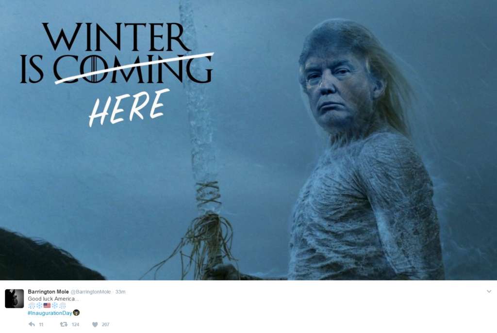 Funny meme of Trump as a Whitewalker from Game Of Thrones