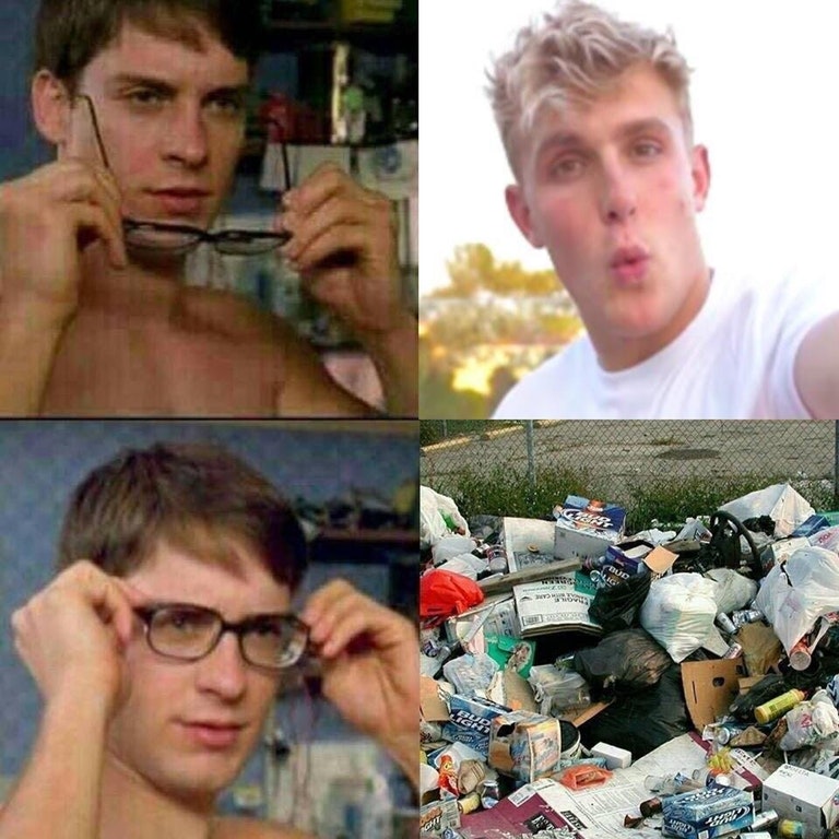 Spider Man meme about glasses and trash