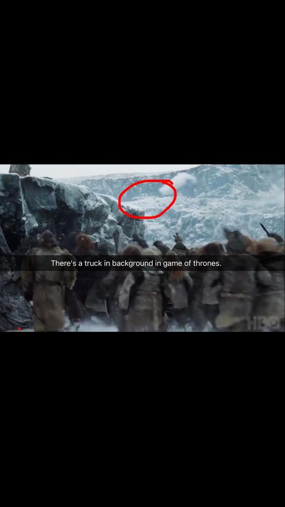 Pickup truck on the ice in some Game Of Thrones shot