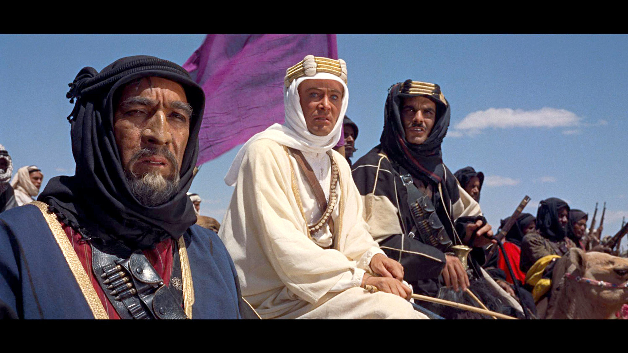 Lawrence of Arabia (1962) - With it’s runtime of 227 minutes, Lawrence of Arabia was one of the first and greatest epics in cinema. Directed by David Lean and starring Peter O’Toole in the title role, the film is based on the life of T.E. Lawrence and his involvement in the Arabian Peninsula during World War 1. The entire film is shot from left to right because the director want the audience to feel like they were going on a journey subconsciously.