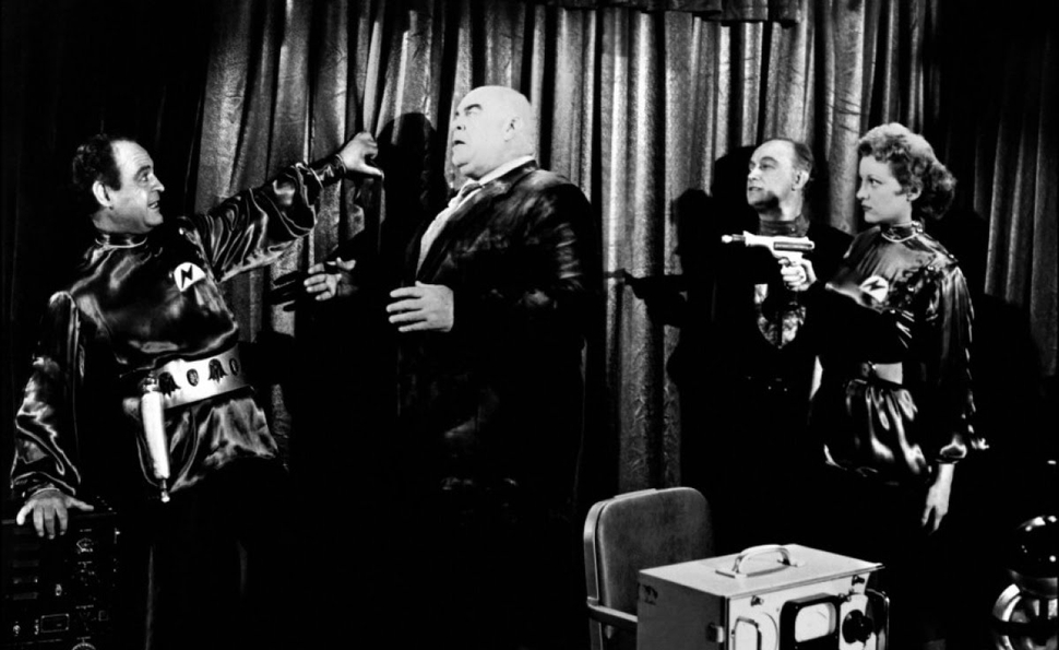 Plan 9 From Outer Space (1959) - It’s very popular now of days to watch movies so bad they’re good (The Room, Sharknado). Well, the film that started it all was a little picture called Plan 9 From Outer Space. Directed by cult-film icon Ed Wood, it tells the story ( the story being a loose term here) of an old man who’s wife is killed, then he’s killed and then flying saucers come down and turn them into zombies. The Tim Burton film ED WOOD stars Johnny Depp as Wood during the filming of Plan 9 and it is a must see. 
