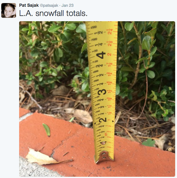 tweet - measuring snow in LA