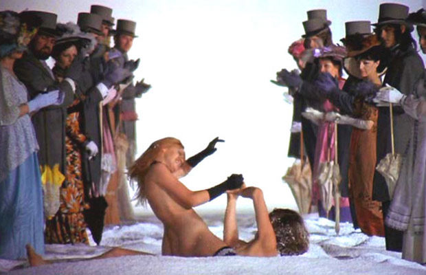 A Clockwork Orange - With a film about power violence, rape, and Beethoven, one could only assume it was going to have a WTF ending. The final scene shows our main character Alex Delarge having sex in the snow in front of a group of Dicken's area citizens politely clapping in approval of his fucking. The ending symbolizes Alex turning over a new leaf, becoming a regular citizen while still hanging on to his wild true nature. 