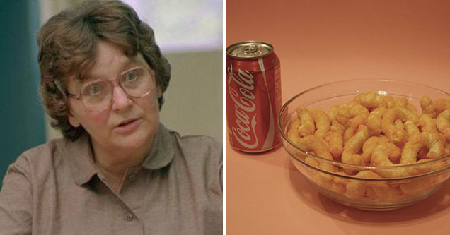 Velma Barfield - This woman who was convicted of one murder but ultimately confessed to six was put to death on November 2, 1984. Her last meal was a trailer trash delight of Cheez Doodles and a Coke.
