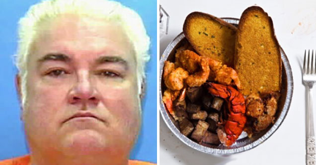 Allen Lee Davis - Convicted of bludgeoning a woman to death with a .357 magnum and then murdering her two daughters, Allen Lee David was put to death on July 8, 1999. This fat pile's last meal was one steamed lobster tail, half a pound of fried shrimp, country fried potatoes, fried clams, garlic bread and a large A&W root beer. 