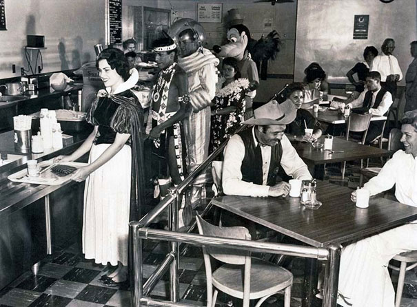 Disneyland characters taking a lunch break - 1961
