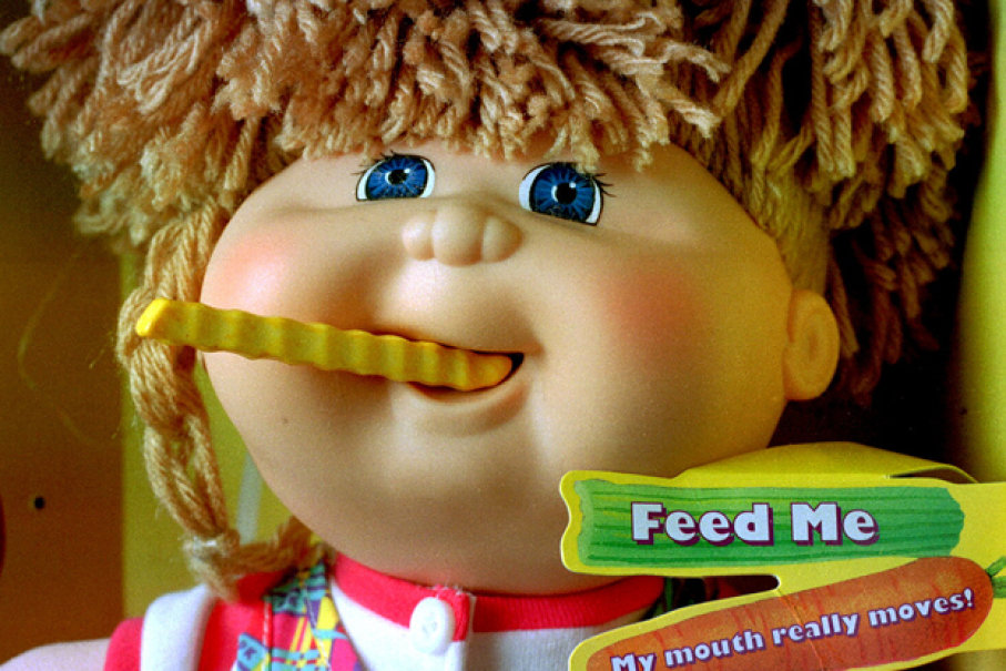 Cabbage Patch Snacktime Kids - These creepy little bastards were supposed to eat pre-packaged plastic food that comes with it. However, it would eat ANYTHING that got close to its close little mouth, which made it ideal for hair pulling fiascos and emergency room visits, 