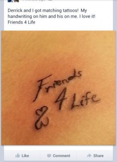 friend zone tattoo - Derrick and I got matching tattoos! My handwriting on him and his on me. I love it! Friends 4 Life Comment