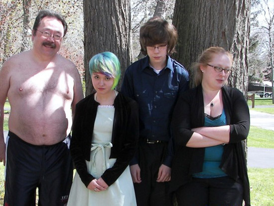 formal family portrait awkward