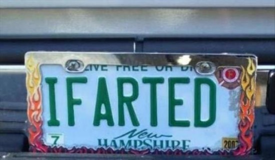 inappropriate license plates - Ave Tree Oro Ifarted I 7 Hampshire 2013