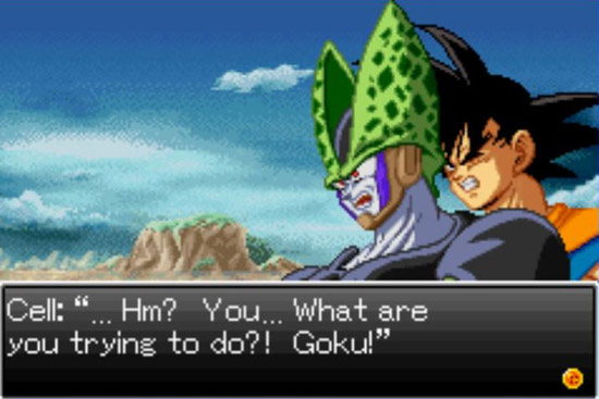 dbz out of context - Cell "... Hm? You... What are you trying to do?! Goku!"