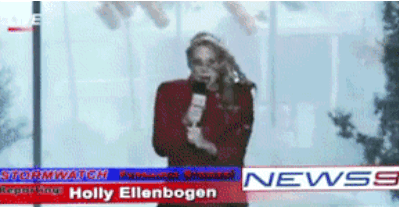gifs - news reporter gets hit in the face with a stop sign