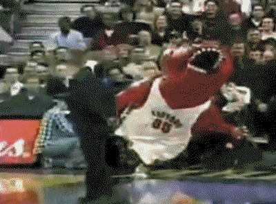 gifs - mascot trips during a game